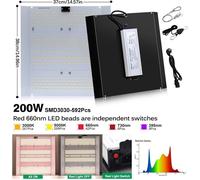Lampe LED pour plantes - Grow Light - 200 W - SMD3030 - Intensité réglable par bouton rotatif - 100–240 V CA - Boîtier en aluminium - Bleu