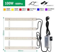 Lampe LED pour plantes - Lampe de culture 100 W - Intensité réglable à l'aide d'un variateur à bouton - Puce LM281B - 100–277 V CA - Aluminium - Lumière bleue