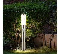 Lampe LED pour socle avec prise de courant Lampe d'allée extérieure avec détecteur de mouvement Lampe LED pour borne de jardin Acier inoxydable, 1x9W 810lm 3000K, DxH 7,6x 60 cm