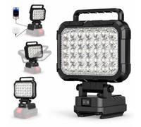 Lampe LED Rechargeable pour batterie Makita 18V, 4800LM, Double Port USB | Projecteur LED Chantier Portable Réglable à 180° Pour Garage Camping Chantier, Sans Batterie