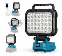 Lampe LED Rechargeable pour Batterie Makita 18V, 4800LM, Double Port USB | Projecteur LED Chantier Portable Réglable à 180° Pour Garage Camping Chantier, Sans Batterie
