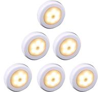 Lampe LED sans fil - Pack 6 détecteurs PIR - Blanc chaud - Aimant + autocollant 3M - Fonctionne sur piles