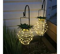 Lampe Led Suspendue Étanche En Forme D'Ananas, À Énergie Solaire, Applique Murale, Design Art Déco, Châssis En Fer Forgé, Luminaire Décoratif D'Extérieur, Idéal Pour Un Jardin