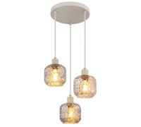 Lampe LED suspendue Lampe de salle à manger beige fumé 3 flammes verre, métal, 3x 7W 630lm blanc chaud, DxH 35x120 cm