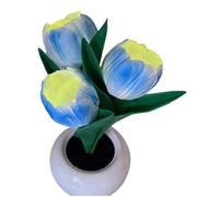 Lampe LED tulipe à intensité variable, fleur artificielle avec vase, lampe de table alimentée par USB, lampe de chevet, Blue