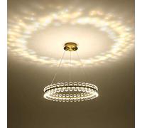Lampe Lumineuse 3 Couleurs changeantes Boule de Cristal Lustre Nordique Moderne Mode Salon Chambre Salle à Manger Lampe LED Or Clair diamètre 40/60 cm Lustre à Cercle Unique Abat-Jour de Lustre,