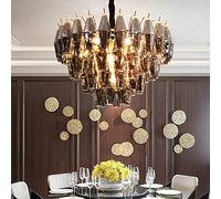 Lampe Lumineuse 53 * 53 * 42 cm Lustre en Cristal Gris LED Plafonnier Villa Hôtel Restaurant Salon Chambre Lumière Chaude Or