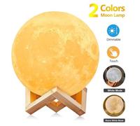 Lampe Lune 3D 8CM 2 Couleurs Veilleuse LED USB Rechargeable Veilleuse Lune pour Chambre Cadeau Noël
