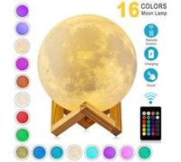 Lampe Lune 3D Tactile Veilleuses Enfant Lampe de chevet USB Rechargeable 16 Couleurs avec Telecommande cadeau créatif 15 cm G