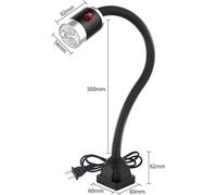 Lampe machine CNC - Lampe de travail à LED - 5 W - 110-220 V - Socle fixe - Bras flexible - Alliage d'aluminium - Noir