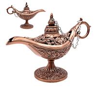Lampe Magique Aladin , Légende Genie Wishing Lampe avec Relief en 3D Creux Décoration , Magique Arabian Lumière Génie Lampe Métal,Classique Rétro pour Maison, Bureau, Hôtel et Plus - 11.5 x 4x 7.5 cm