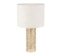 Ostaria Lampe à poser Calathéa – Métal doré ajouré, lin beige – 45x24 cm