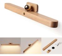 Lampe miroir salle de bain à LED, applique murale en bois de 30 cm avec design magnétique, lampe de miroir dimmable 4000K
