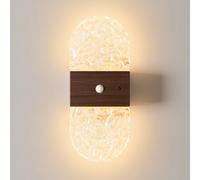 Lampe murale à détecteur de mouvement en cristal, lampe murale en acrylique, veilleuse USB, applique murale décorative, lampe murale sans fil, design en alliage alimenté par batterie, veilleuse magnét