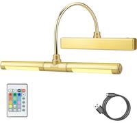 Lampe Murale à Télécommande Eclairage d'un tableau LED sans fil tête d'éclairage LED rotative avec minuterie Lampe d'image or