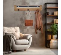 Applique murale patère armoire couloir lumière chambre lampe applique, métal acrylique plastique aluminium noir marron, 1x LED 12W 450Lm 3000K blanc chaud, L 65 cm