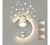 Lampe Murale avec spot LED 12W Lampes de chevet Dimmable Moderne Applique Murale Interieur Espace Astronaute Lumière murales Chambre D'enfant Chevet Chambre à Coucher Garçon Fille Salon Veilleuse (A)
