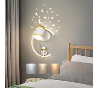 Lampe Murale avec spot LED 12W Lampes de chevet Dimmable Moderne Applique Murale Interieur Espace Astronaute Lumière murales Chambre D'enfant Chevet Chambre à Coucher Garçon Fille Salon Veilleuse (B)