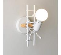 Lampe murale créative LED Décorations en bois massif lampe murale de dessins animés lampe murale Veilleuse pour Les enfants Enfants Chambre Salon Couloir Loft Applique murale Plafonnier E27,White