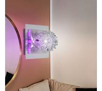Applique murale chromée, boule tressée, lampe de salon, lampe de couloir, acier brossé, LED décorative violette, 1x douille G4, Lxl 17x17 cm