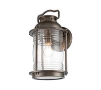 Lampe murale d'extérieur, lanterne murale en laiton, aluminium et verre transparent E27, lampe de balcon et de cour