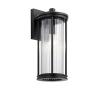Lampe murale d'extérieur, lanterne murale, noir, aluminium, acier, verre transparent, E27, balcon, cour
