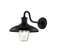 Lampe murale d'extérieur, lanterne murale, noir, aluminium, acier, verre transparent, E27, balcon, cour