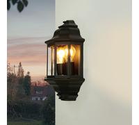Lampe Murale Extérieur IP44 Aluminium Verre H 43 cm 2x E27 Noir