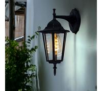 Applique murale LED Lampe d'extérieur Lampe de façade noire Lampe de porte d'entrée, filament Edison, 4,8W 300lm blanc chaud, l x h 17 x 36 cm