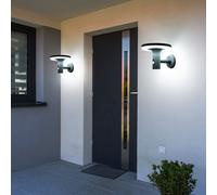 Applique avec détecteur de mouvement LED lampe solaire lampe de porte d'entrée lampe de façade lampe de jardin anthracite, 250lm, blanc froid, LxH 24x21 cm, lot de 2