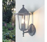 Lampe murale extérieure en verre et aluminium couleur anthracite IP44 pour terrasse, hauteur 36 cm, culot E27, lanterne murale nostalgique verticale pour jardin PARIS
