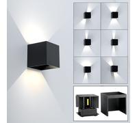 Applique extérieure Up and Down lights outside Applique murale LED extérieure, cône lumineux orientable, aluminium noir, LED 11W 1360lm blanc chaud, LxlxH 10x10x10 cm