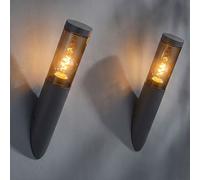 2x Applique murale extérieure Applique murale fumée Anthracite Acier inoxydable H 40 cm