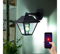Lampe Lanterne Applique Murale Smart RGB LED Aluminium Noir Dimmable App Tdc
