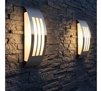Lampe Murale Extérieure Terrasses Argent LED de Jardin Inox Hauteur 32cm 2x