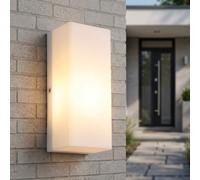 Applique murale LED d'extérieur, lampe de jardin, IP44, blanc, métal, E27, H 10 cm