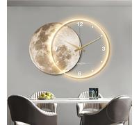 Lampe murale LED 3D en forme de lune au design moderne avec horloge minimaliste, sculpture murale unique pour décoration d'intérieur orientale, pièce d'art contemporain