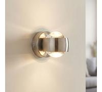 Applique murale LED, spot mural, lampe de salon, Up Down, argent, métal, verre, nickel