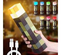 Lampe Murale Miner Craft en Forme de Torche 28cm, 7 Couleurs Lampe rechargeable par USB, Éclairage Mural Cadeau pour Enfants, Cadeau Chambre, Fête, Lanterne Chevet