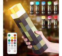 Lampe Murale Miner Craft en Forme de Torche 28cm, 8 Couleurs Lampe rechargeable par USB avec télécommande, Éclairage Mural Cadeau pour Enfants, Cadeau Chambre, Fête, Lanterne Chevet