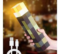Lampe Murale Miner Craft en Forme de Torche 28cm, Lampe rechargeable par USB, Éclairage Mural Cadeau pour Enfants, Cadeau Chambre, Fête, Lanterne Chevet(Jaune)