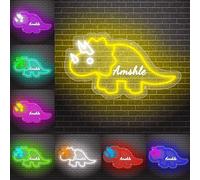 Lampe murale néon dinosaure personnalisée pour garçon et fille - Lampe murale dinosaure personnalisée pour chambre à coucher, salle de jeux, décoration murale pour chambre à coucher, garçon et fille