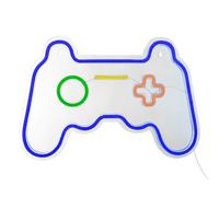Lampe Murale Néon LED Manette de Jeu 41cm Bleu