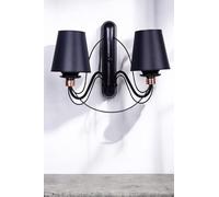 Lampe murale noire élégante, corps en métal et capuchon en tissu, hauteur 35 cm | 2 LED 3,15 W, 4500 K, alimentée par piles, IP20, design moderne pour la maison et le bureau