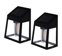 Lampe murale solaire à LED double, lampe d'extérieur pour terrasse, capteur crépusculaire, noir, H 13,6 cm