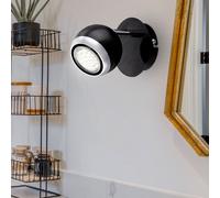 Lampe Murale Spot Lumière De Couloir Anneau Chromé Noir LED Projecteur Réglable