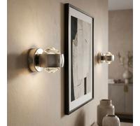 Lampe murale Up & Down Projecteur Lampe murale Spot verre clair, argent, 2x LED 3W 320Lm blanc chaud, LxP 7,5x10cm, set de 2