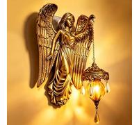 Lampe murale vintage en résine avec lanterne en cristal suspendue | Lampe murale vintage en résine à suspendre en forme d'ange en cristal pour décoration murale de chambre de bébé
