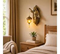 Lampe murale vintage en résine avec lanterne en cristal suspendue | Lampe murale vintage en résine à suspendre en forme d'ange en cristal pour décoration murale de chambre de bébé