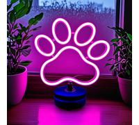 Lampe néon en forme de patte de chien avec base debout et interrupteur tactile, alimentation USB ou 5 piles AA, panneau néon personnalisé pour décoration murale et de chambre, cadeau d'anniversaire ou